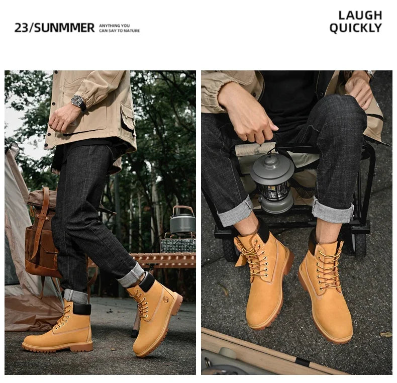 High-Quality Men’s & Women’s Lace-Up Leather High Top Boots